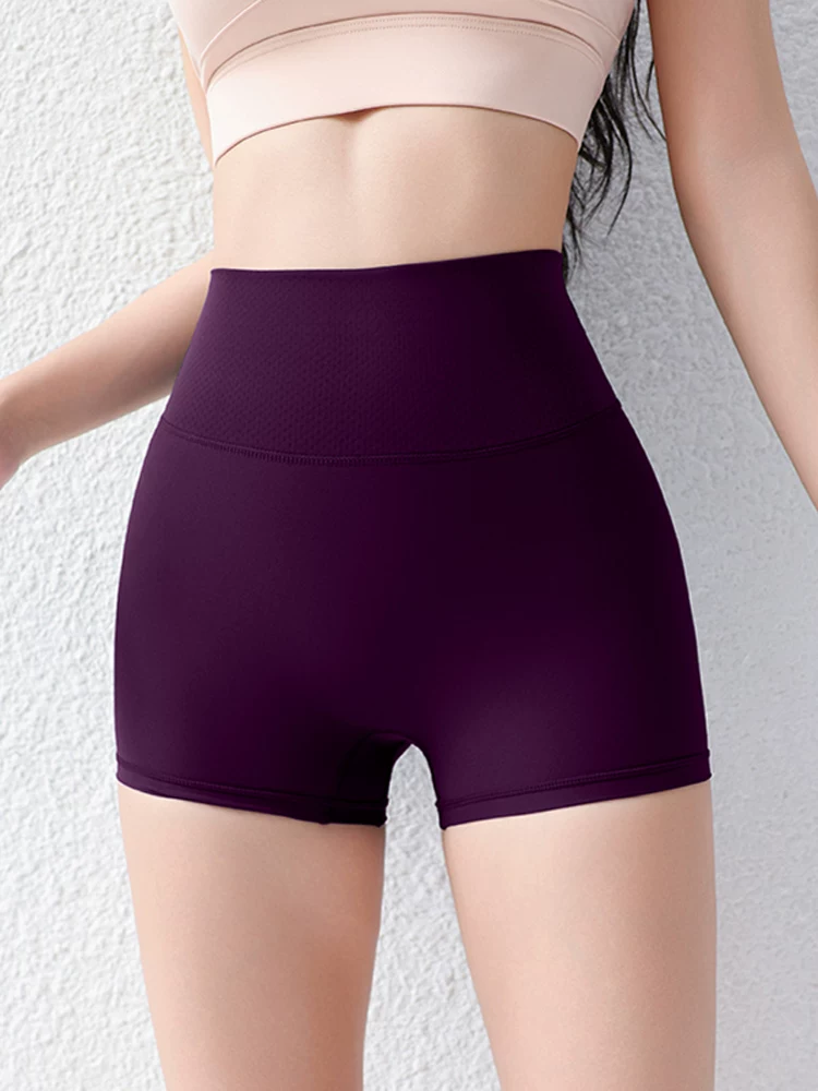 Quần short tập yoga mùa hè cho nữ, cạp cao, nâng mông, quần short tập thể dục an toàn, quần short ba phần tư ôm sát mông đào.