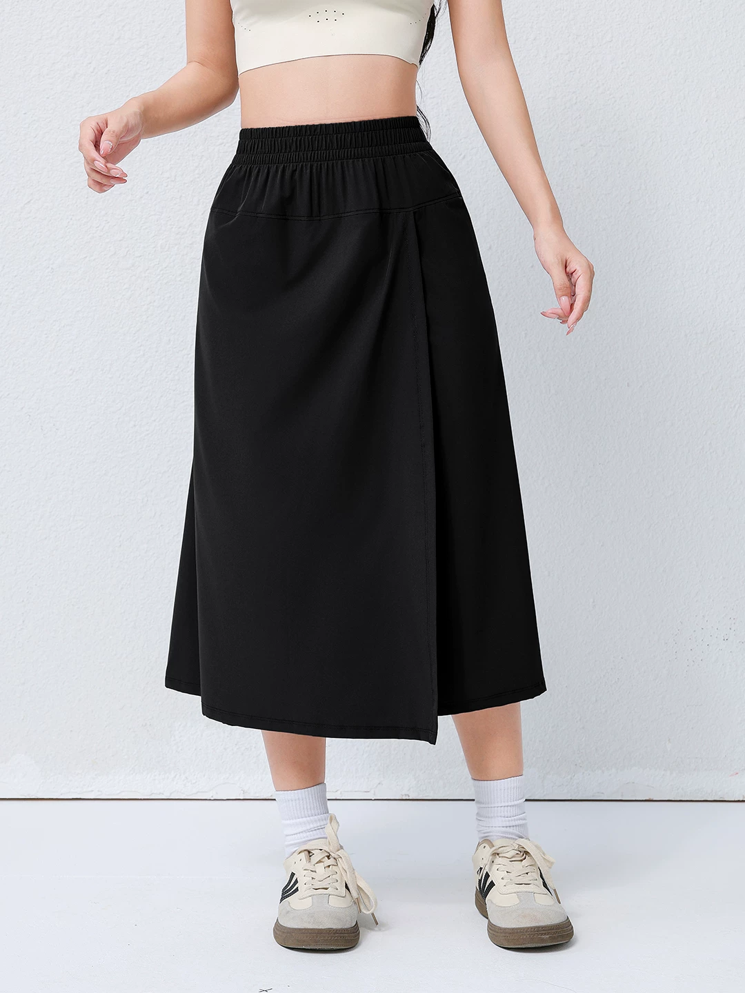 Quần váy công sở Jiumai Yipin Grey Yamamoto dành cho nữ, Váy thể thao mỏng nhanh khô, Váy ống rộng tập thể dục chạy bộ thông thường.