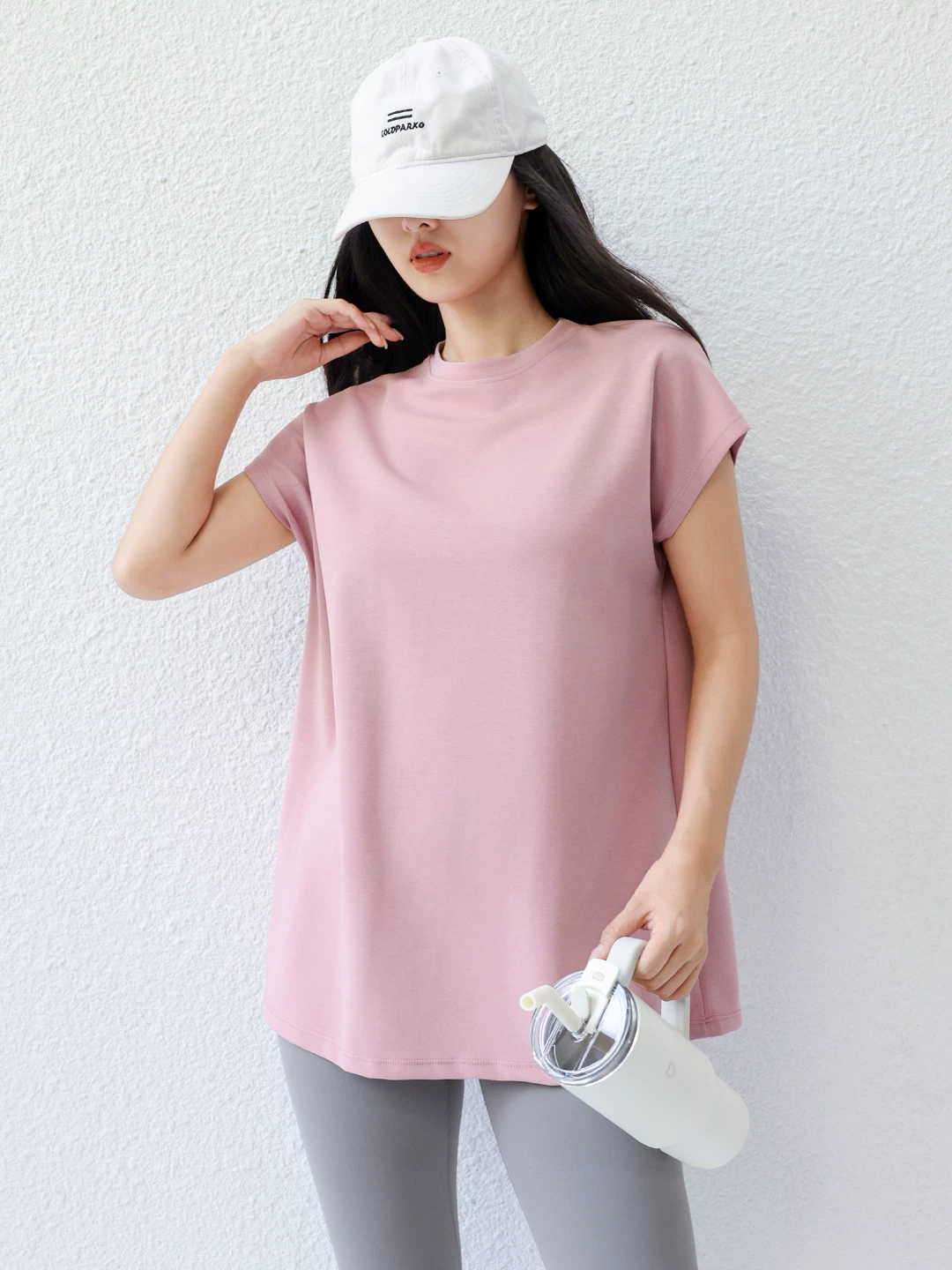 Áo thun thể thao không tay 100% cotton nguyên chất, chất liệu amoniac lỏng, kiểu dáng vest nữ, cổ tròn nhỏ, tay ngắn, mặc tập gym, chạy bộ, yoga, mặc mùa hè, dáng rộng rãi.