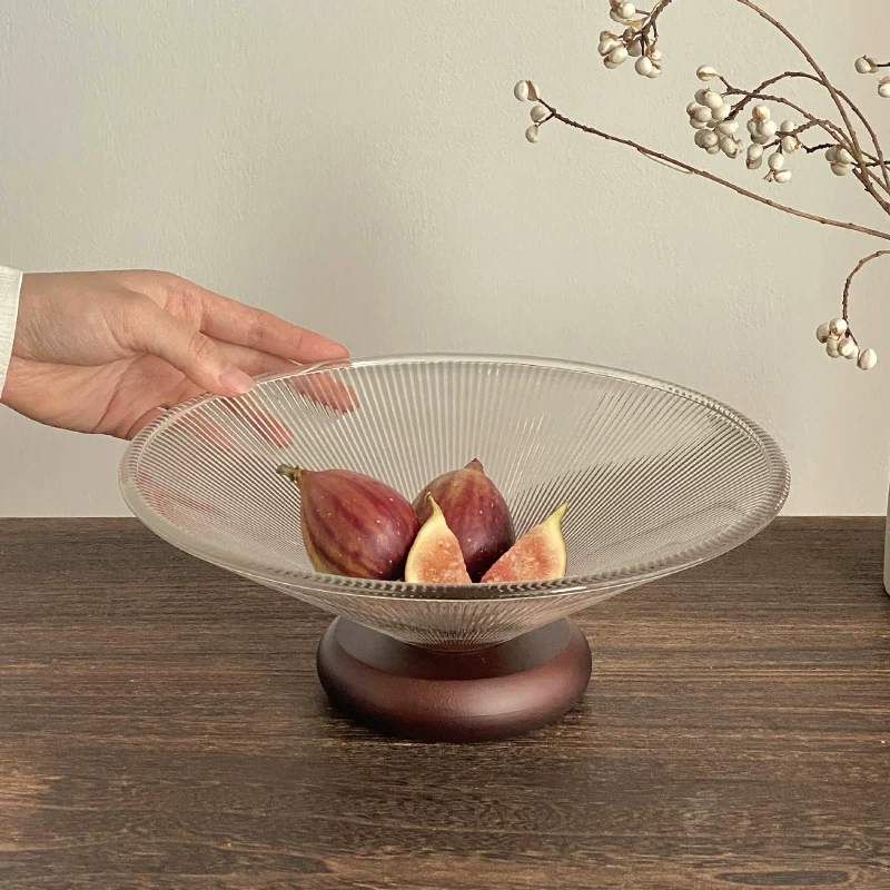 Đĩa đựng trái cây bằng thủy tinh kiểu Nhật cho phòng khách, sử dụng trong nhà, sang trọng nhẹ nhàng, cao cấp, dùng làm đĩa đựng đồ ăn nhẹ trên bàn cà phê, khay đựng trái cây khô, bát trái cây pha lê