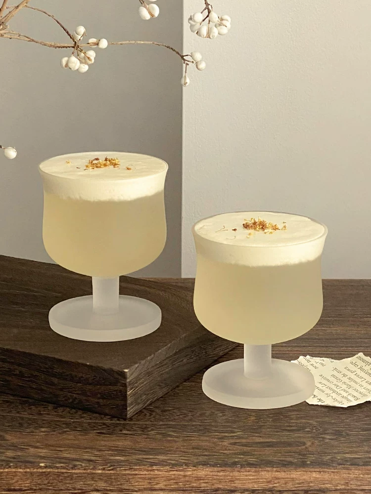 Ly thủy tinh ngắn mờ kiểu cổ điển dùng trong nhà, ly cà phê, ly cocktail, ly nước ép, ly nước uống lạnh, ly uống nước