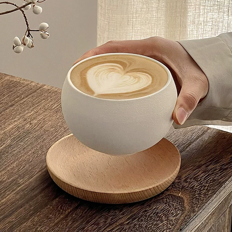 Ly trứng gốm sứ họa tiết đá mờ cổ điển, ly cà phê, ly latte cầm tay, ly cappuccino, ly latte art, ly trà chiều
