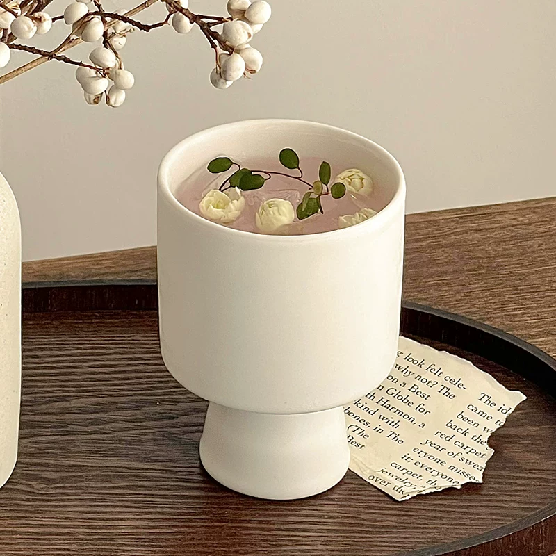 Ly sứ cao cổ màu trắng dùng trong nhà, ly cà phê latte, thiết kế độc đáo, ly uống nước ép