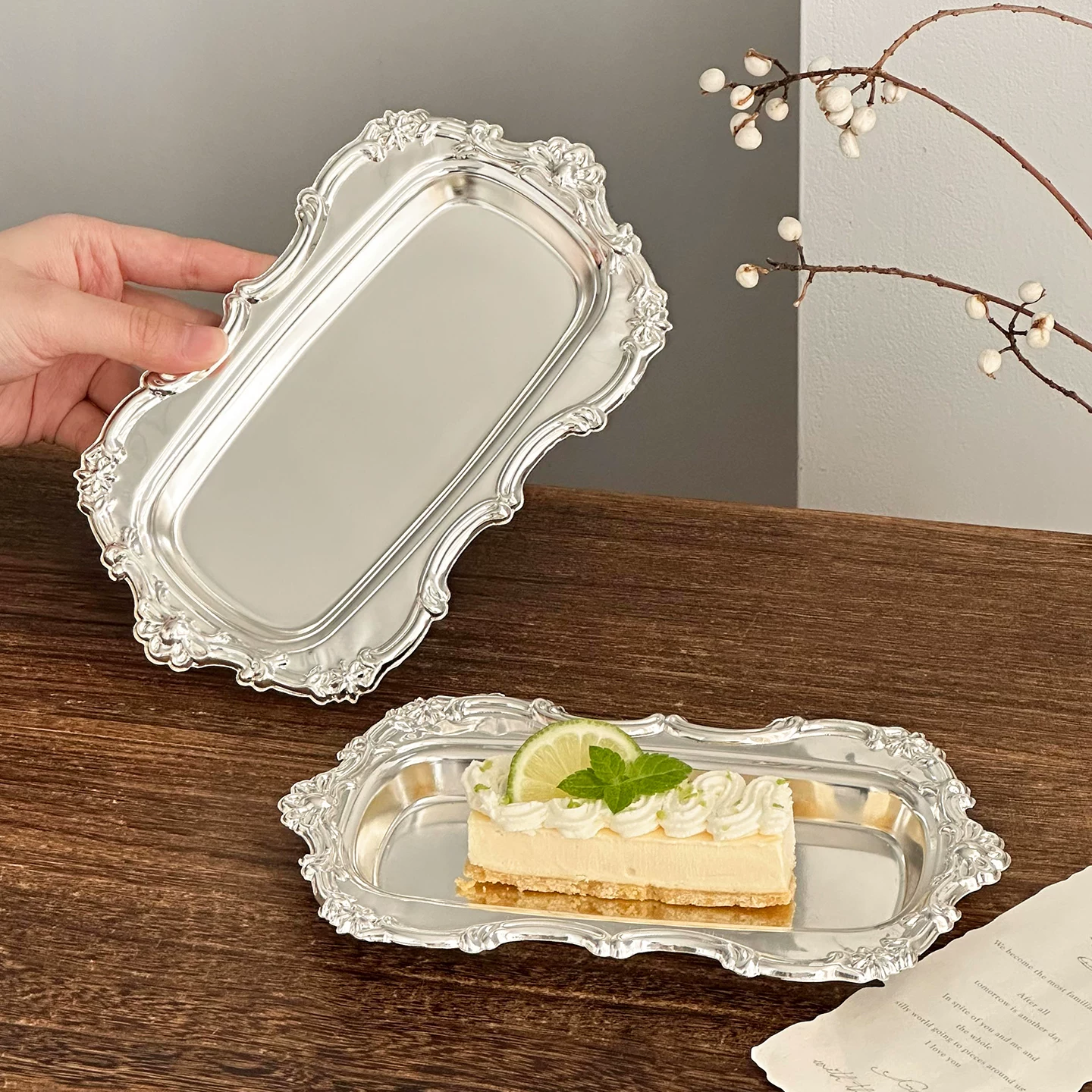 Đĩa bánh kiểu retro Scandinavia, bàn tráng miệng, bữa ăn nhẹ, bộ dụng cụ nghỉ trà, khay nhỏ, đồ trang sức, khay đựng nến thơm
