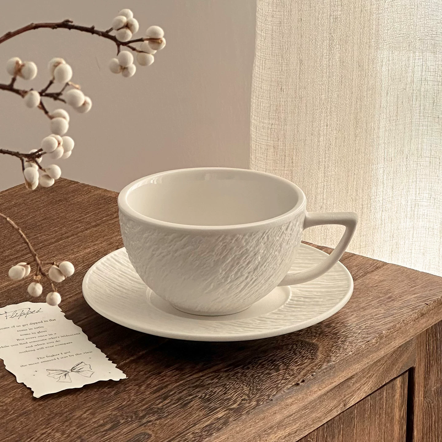 Tách cà phê và đĩa sứ kiểu Nhật cổ điển, họa tiết đá, cao cấp và tinh tế, dùng cá nhân, cốc nghệ thuật latte, bộ đồ ăn uống trà chiều
