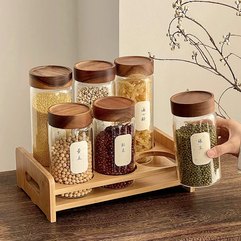 Hũ thủy tinh kín dùng trong gia đình, hũ bảo quản thực phẩm, hộp đựng nhà bếp chống ẩm đựng đậu và ngũ cốc, có nắp, chai bảo quản.