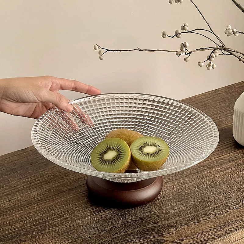Đĩa trái cây cho phòng khách, đĩa thủy tinh gia dụng, bàn trà cao cấp nhẹ nhàng sang trọng, đĩa trưng bày đồ ăn nhẹ trái cây khô, khay đựng kẹo mang lại cảm giác tinh tế.