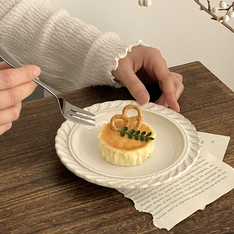 Đĩa gốm sứ nổi kiểu cổ điển kiểu Pháp, đĩa tráng miệng cao cấp, đĩa bánh ngọt, đĩa ăn nhẹ sáng tạo cho bữa trà chiều.