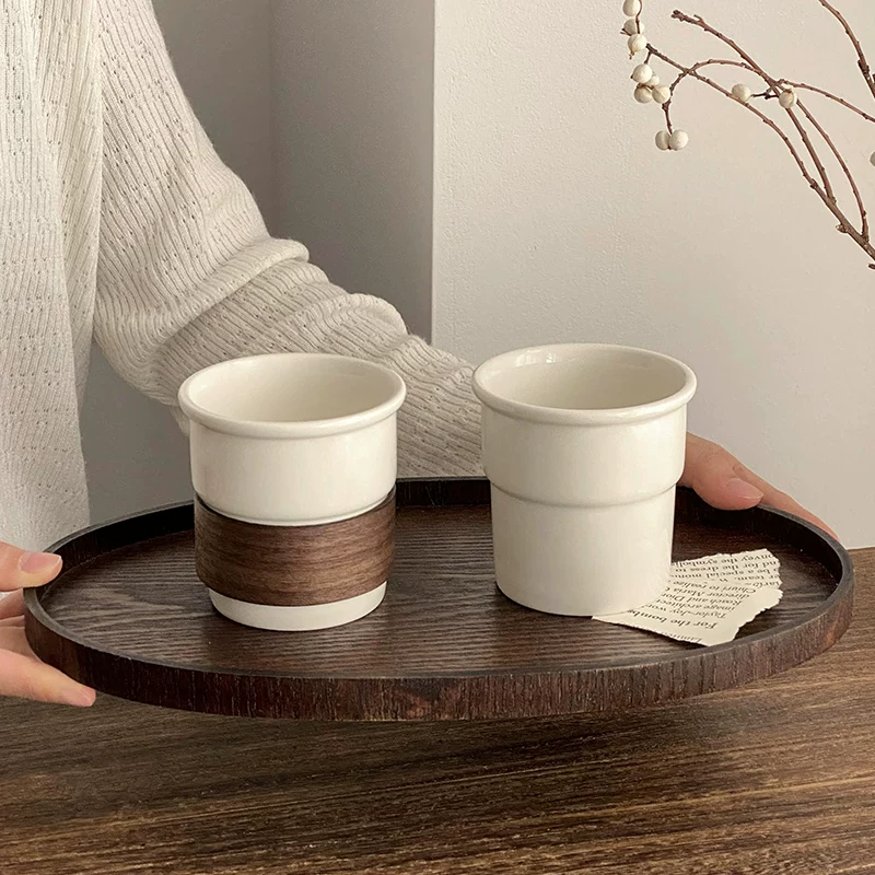 Cốc cà phê cầm tay, cốc sứ trắng, đơn giản và cao cấp, cốc latte Mỹ chống bỏng, cốc uống sữa gia dụng