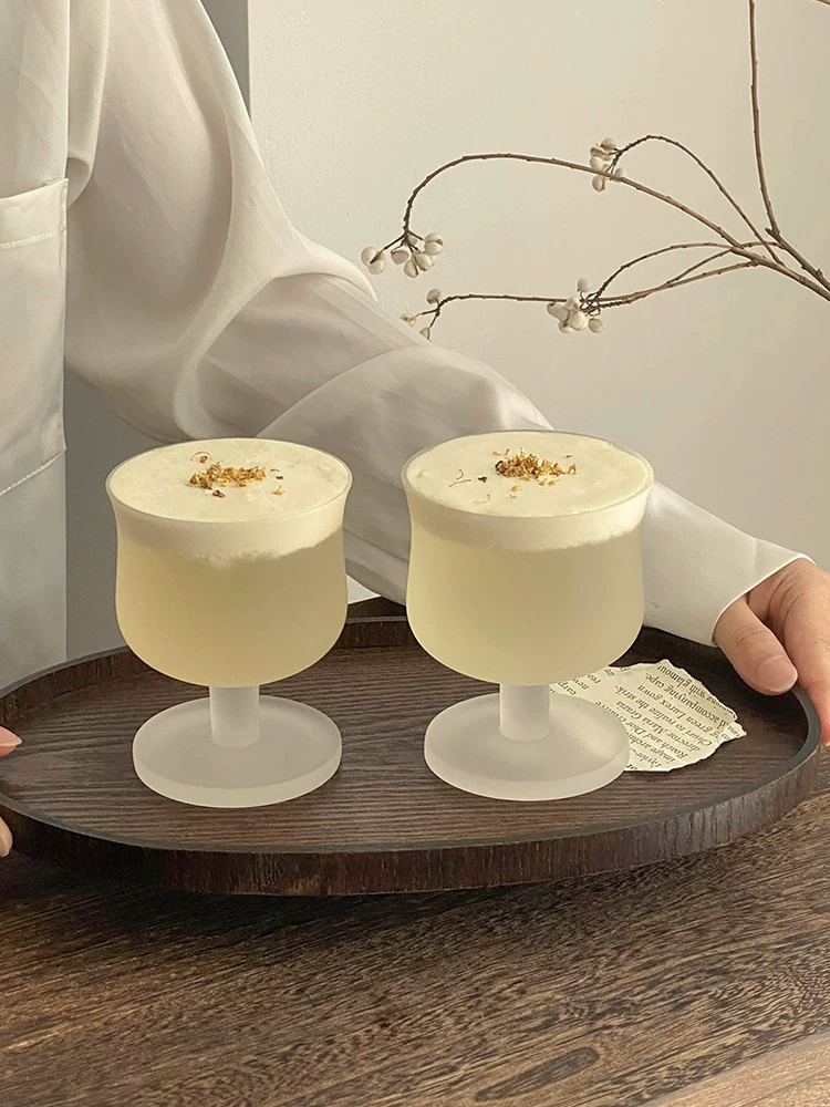 Ly thủy tinh ngắn mờ kiểu cổ điển dùng trong nhà, ly cà phê, ly cocktail, ly nước ép, ly nước uống lạnh, ly uống nước