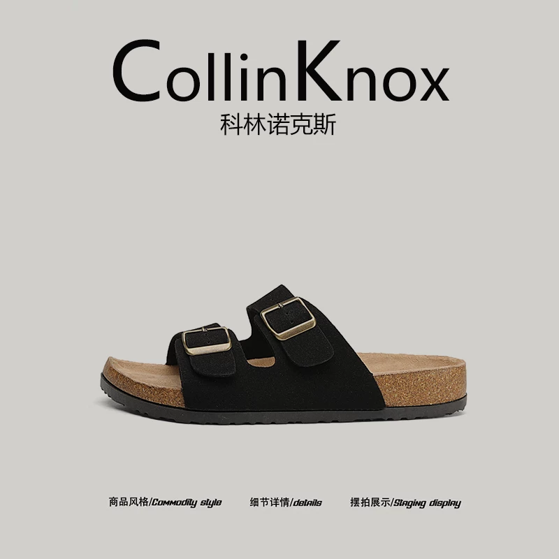 [Da thật cao cấp] Dép Birkenstock mùa hè mới CollinKnox2025 dành cho nam và nữ, dép lười đế nút chai để đi ngoài trời