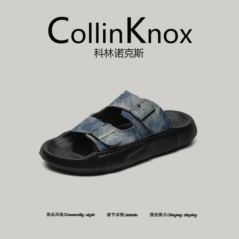 [Siêu nhẹ và chống trơn trượt] Dép CollinKnox 2026 kiểu mới mùa hè mang cảm giác như giẫm mây dành cho nam, dép Birkenstock màu xanh denim.