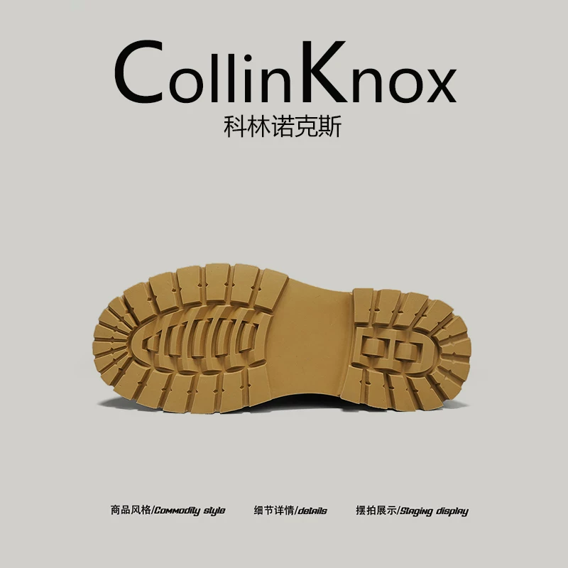 [thời trang và sành điệu] Giày da nam mũi rộng CollinKnox 2025 mới mùa thu với đế dày và giày hợp thời trang chống mài mòn