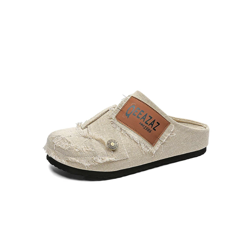 [Phong cách đường phố Mỹ] Giày Birkenstock mới mùa hè 2026 của CollinKnox dành cho nam và nữ, giày bít mũi denim đã qua xử lý.