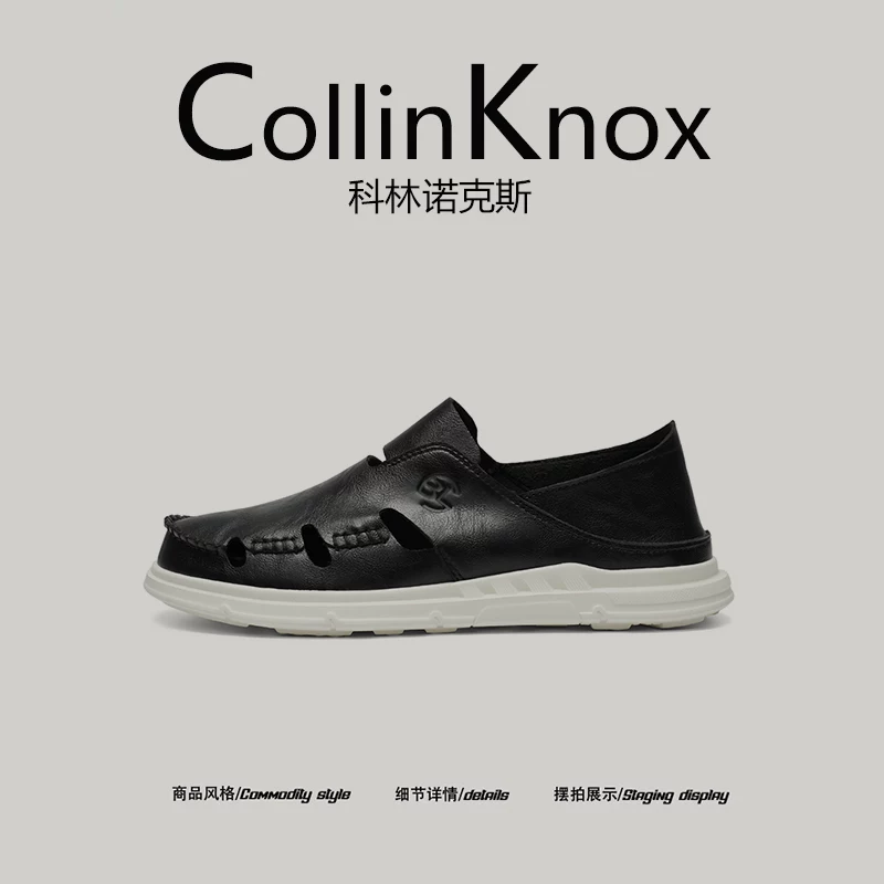 [Chất lượng cao cấp] Giày sandal bít mũi kiểu dáng mùa hè mới CollinKnox2025 dành cho nam, giày da công sở nhẹ và thoáng khí