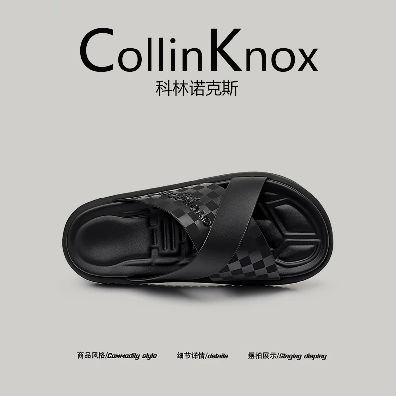 [Sản phẩm chất lượng cao] Dép đi biển mùa hè mới CollinKnox 2026 dành cho nam, dép lê kiểu Hàn Quốc màu đen