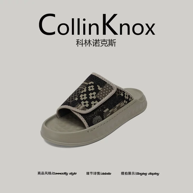【Phong cách cổ điển nghệ thuật】CollinKnox 2026 Giày đi biển nam mới mùa hè 2026 Dép đế dày màu xanh nhạt nhẹ