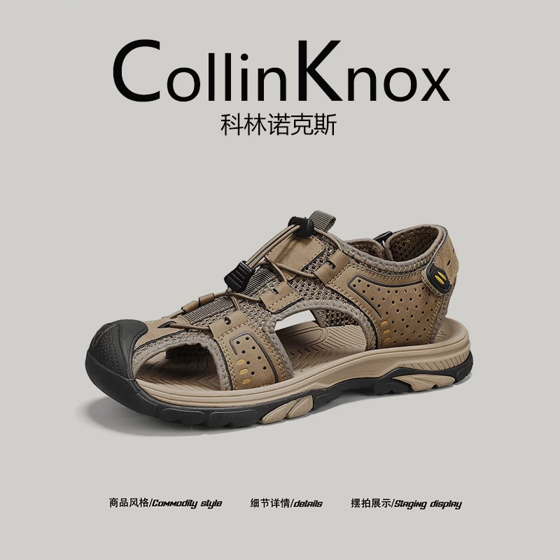 [Da thật cao cấp] Giày sandal bít mũi CollinKnox 2026 phong cách mới mùa xuân dành cho nam, giày đi biển chống trượt thời trang