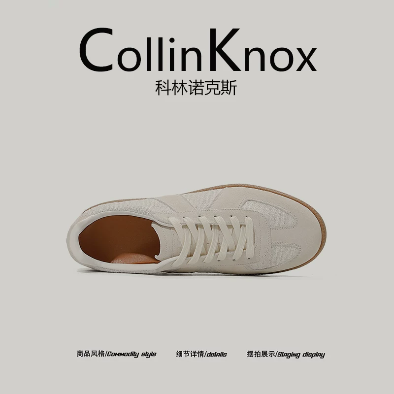 [phong cách cổ điển và sành điệu] Giày nam đa năng mới của CollinKnox mùa hè 2026 với giày tập luyện cổ điển màu trắng nhạt của Đức