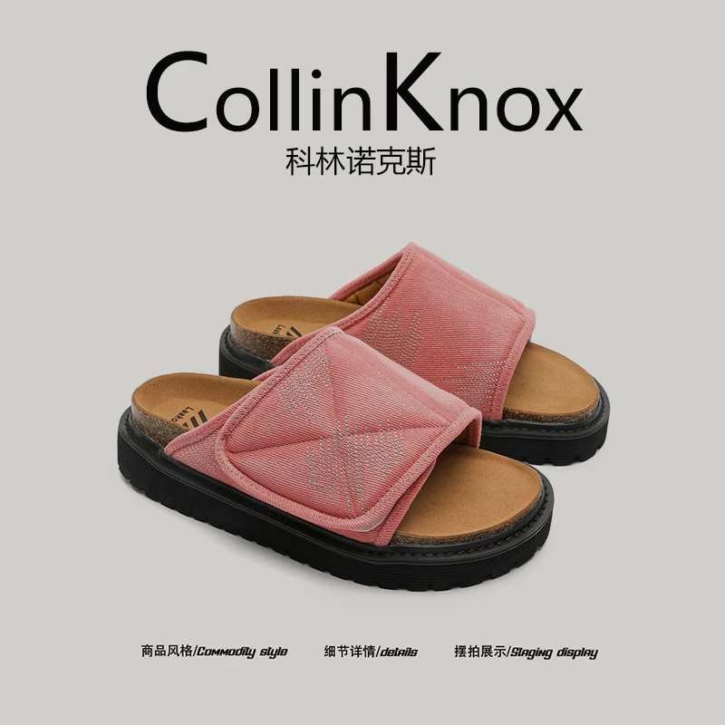 【Áo khoác ngoài thời trang】Dép xỏ ngón denim unisex hợp thời trang mùa hè 2026 của CollinKnox