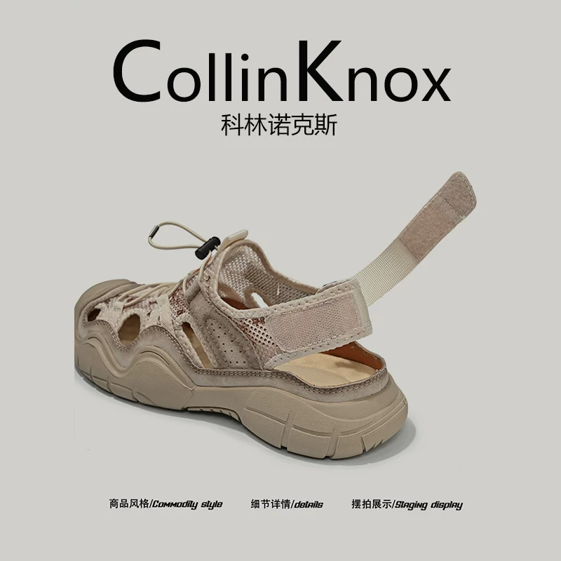[Da thật cao cấp] CollinKnox 2026 Giày sandal nam mới mùa xuân ngoài trời Giày đi biển dày chống trượt