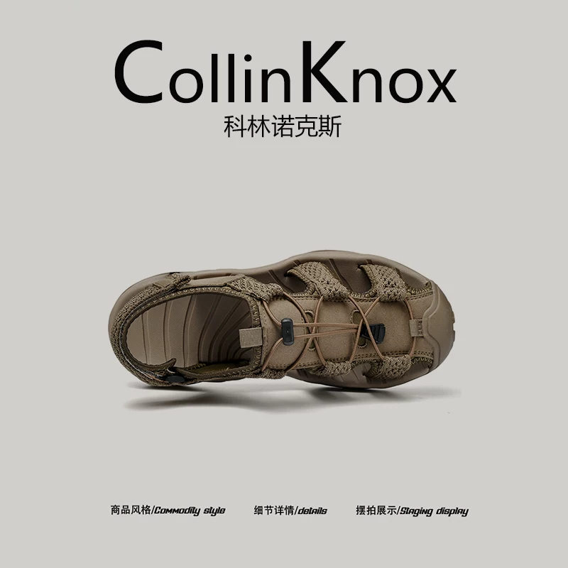 [Da thật chất lượng cao] Dép nam CollinKnox 2026 mùa hè mới có thiết kế mũi kín và chống va chạm dành cho đi bộ đường dài và đi bộ dưới sông.