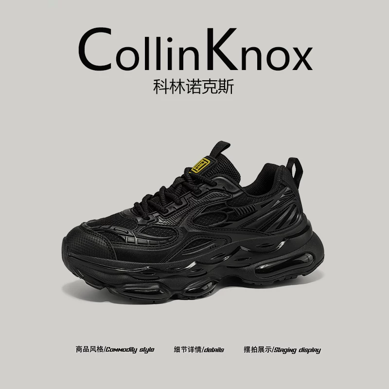[Chất lượng ngoại thương] CollinKnox 2026 Giày thể thao nam mới mùa xuân 2026 Giày thể thao đế dày màu đen thuần khiết