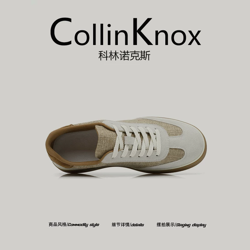 [Phong cách retro tối giản] Giày thể thao nam CollinKnox 2026 mùa hè mới, chất liệu vải lanh, kiểu buộc dây, phong cách thường ngày