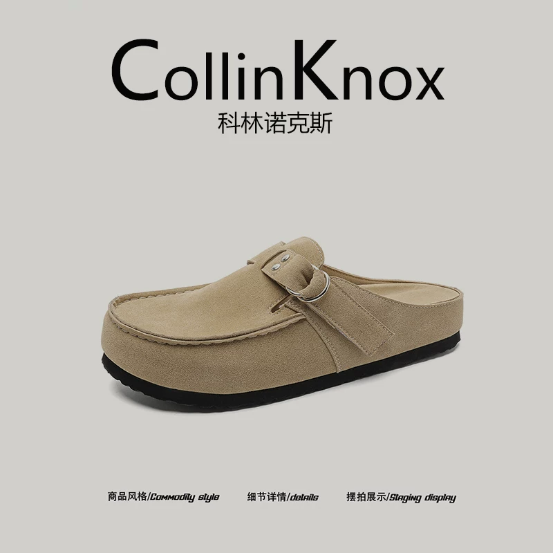 [Da thật chất lượng cao] CollinKnox 2026 Dép xỏ ngón hợp thời trang mùa hè mới dành cho nam và nữ, Giày Birkenstock phong cách Old Money đơn giản