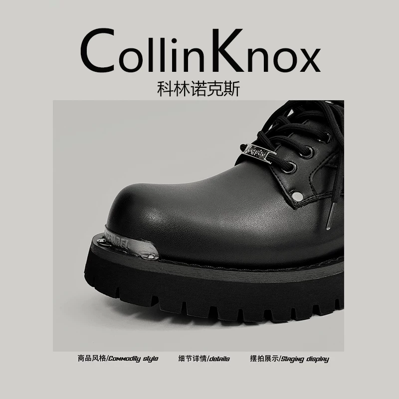 【Chất liệu da thật】Giày da mũi rộng CollinKnox 2026 mới dành cho nam, Giày Derby Niche Y2K.