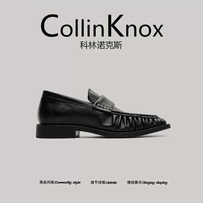 [Đậm chất Hồng Kông] Giày da nam CollinKnox mùa hè 2026 mới, kiểu dáng old money, giày lười nhăn phong cách cổ điển