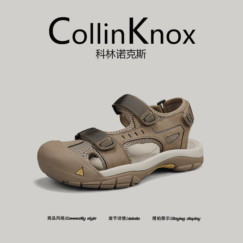 [Da thật được khuyên dùng] Giày đi biển nam CollinKnox 2026 mới mùa xuân, mũi kín và có quai dán Velcro.