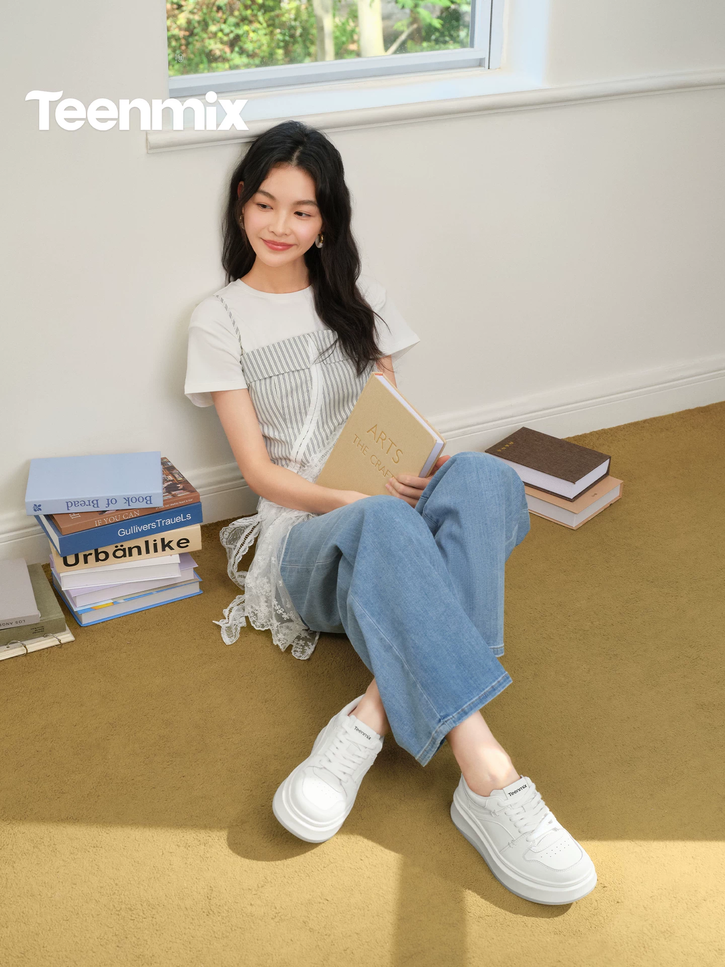 Giày thể thao nữ Tianmeiyi White Moonlight đế dày tăng chiều cao, size nhỏ, màu trắng, kiểu dáng thường ngày, mẫu mới xuân 2026