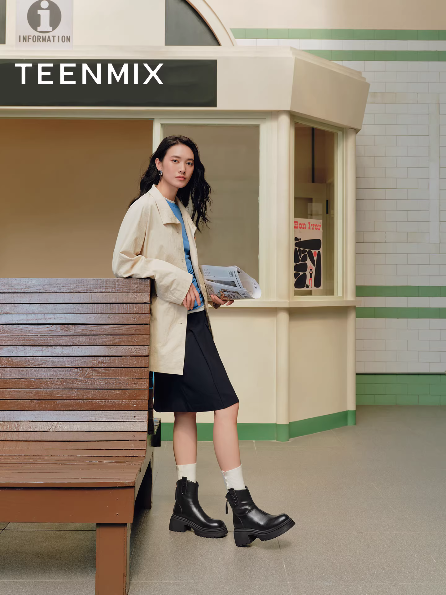 Giày bốt Chelsea thời trang đế dày tăng chiều cao kiểu retro Tianmeiyi, chất liệu da, kiểu dáng mới mùa đông 2025, dành cho nữ.