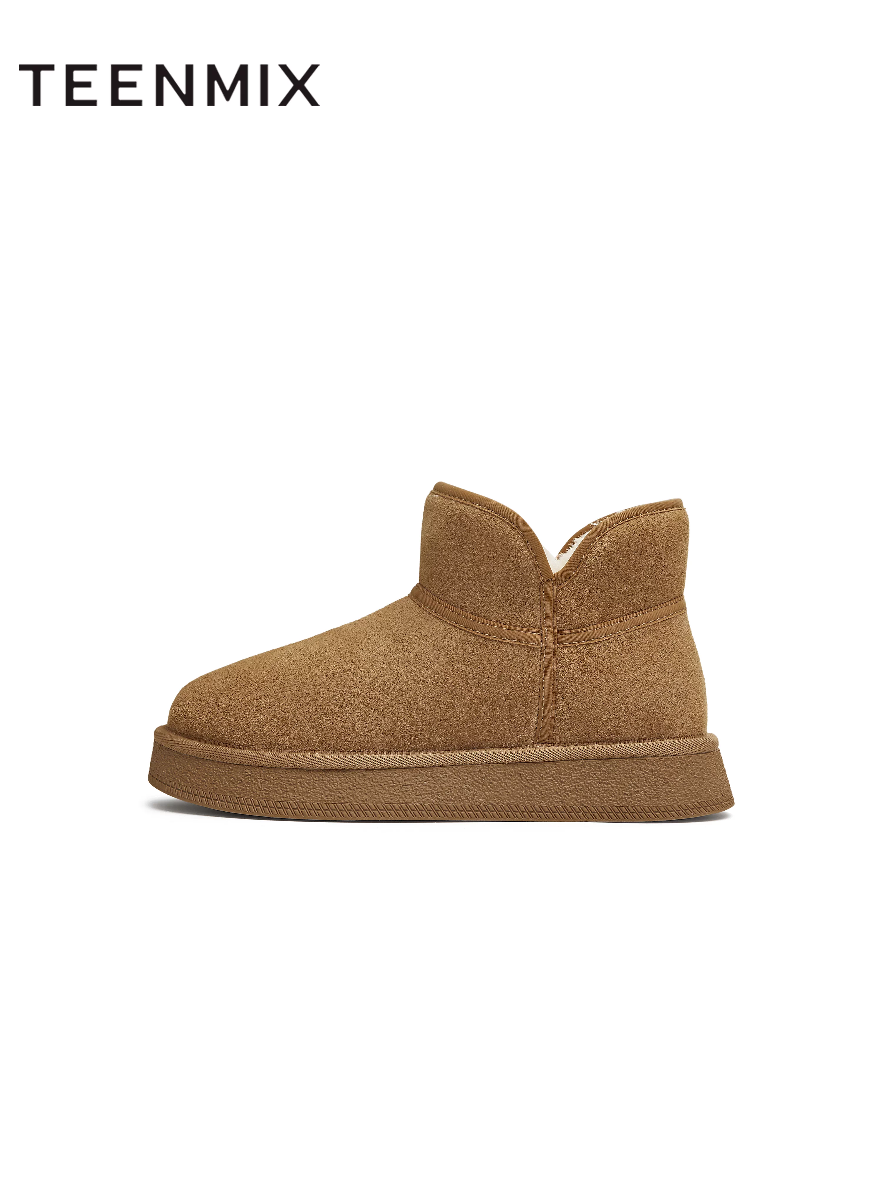 Giày bốt tuyết ấm lót lông cừu Tianmeiyi, giày bông nữ đế dày kiểu cổ điển, bốt ngắn mùa đông 2025 mẫu mới KXD58DD5