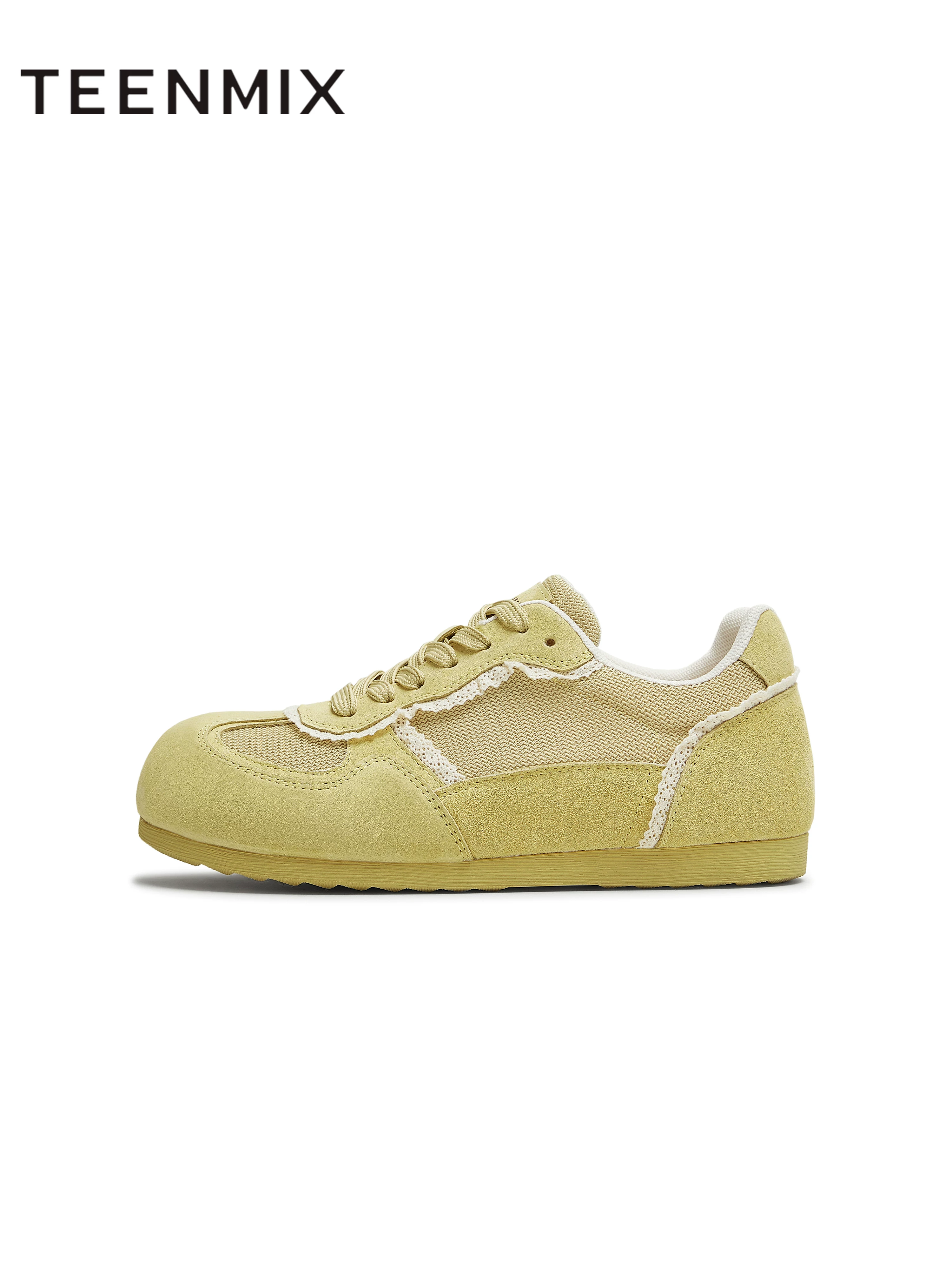 Giày thể thao nữ Tianmeiyi tăng chiều cao kiểu retro màu vàng Agande, giày thể thao thường ngày, mẫu mới thu 2025, mã KG127CM5