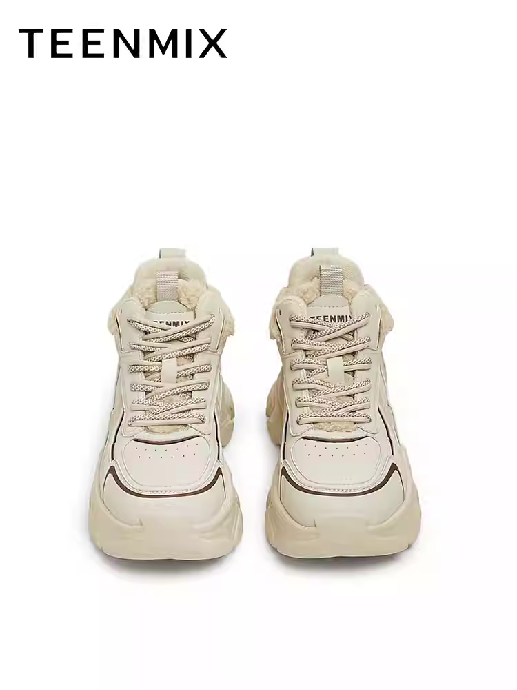 Giày thể thao đế dày tăng chiều cao Tianmeiyi dành cho nữ, giày thường cổ cao lót lông cừu, mẫu mùa đông mới BK171DD4