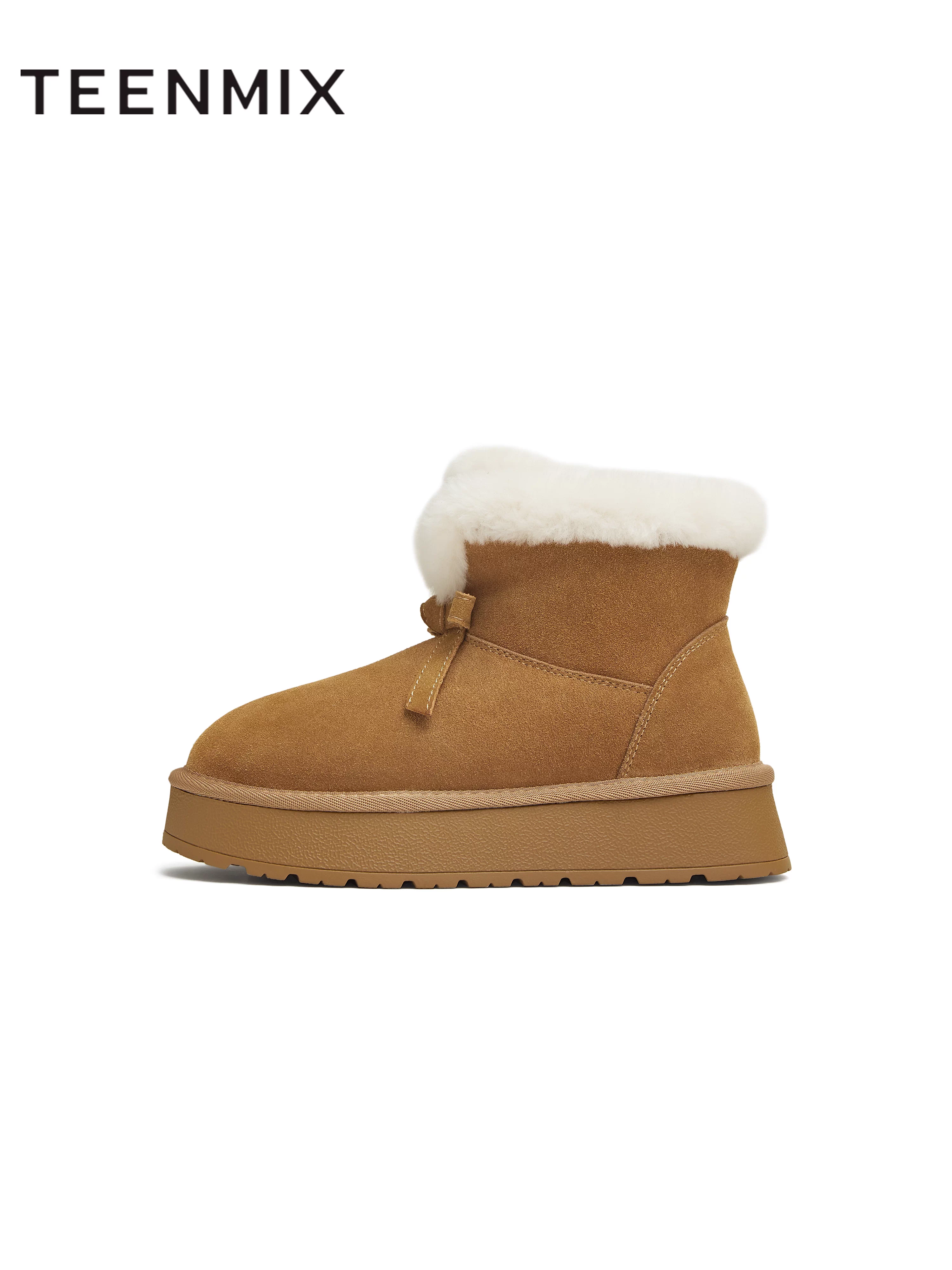 Giày bốt đi tuyết ấm áp có lót lông cừu Tianmeiyi giày bốt đế dày đế dày dành cho nữ 2025 mùa đông mẫu mới KXD61DD5