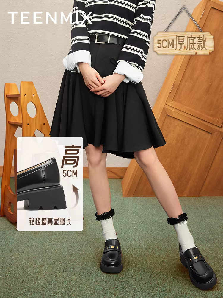 Tianmeiyi Academy British Ivy League Loafers Giày đế bằng Giày nữ phong cách retro Giày đơn Giày da nhỏ Mùa xuân Phong cách mới