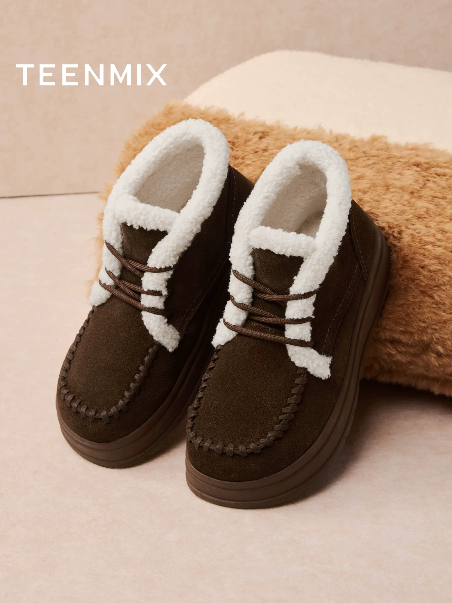 Giày bốt lông dày Tianmeiyi, giày bông nữ cổ cao, kiểu mới mùa đông 2025, mã KXD48DD5