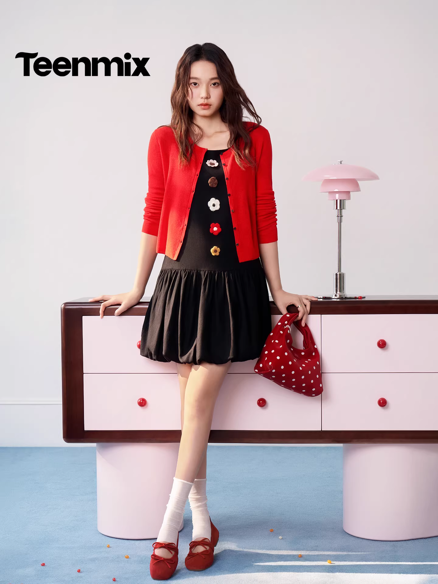 [Quà tặng năm mới] Giày da đỏ Mary Jane tăng chiều cao của Tianmeiyi dành cho nữ, Giày đế mềm mùa xuân có miệng nông.