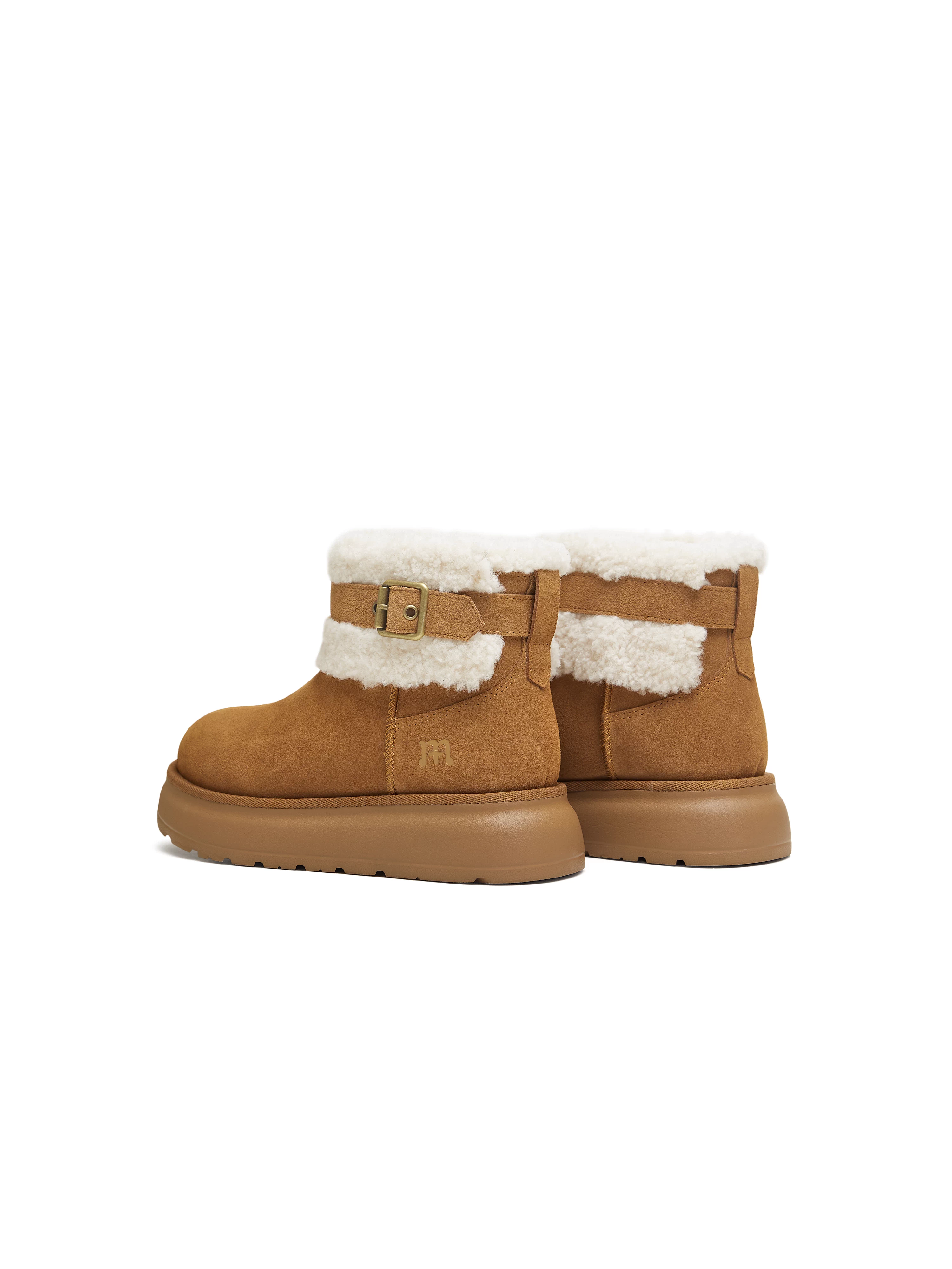 Giày bốt tuyết giữ ấm lót lông cừu đế dày tăng chiều cao Tianmeiyi, giày bốt ngắn nữ thời trang mùa đông 2025 mẫu mới CE742DD5