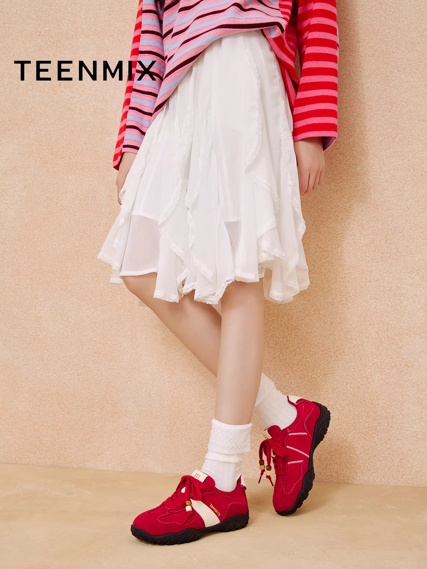 [Quà tặng năm mới] Giày tập Agande đế dày màu đỏ cổ điển Tianmeiyi, giày thể thao, giày thường ngày dành cho nữ, phong cách mùa thu mới