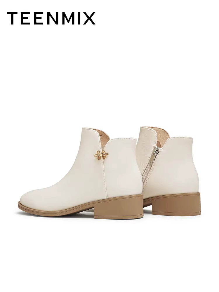 Tianmeiyi retro nhung mắt cá chân giày bốt Chelsea thời trang giày nữ đế dày bốt ngắn bốt da mùa đông phong cách mới