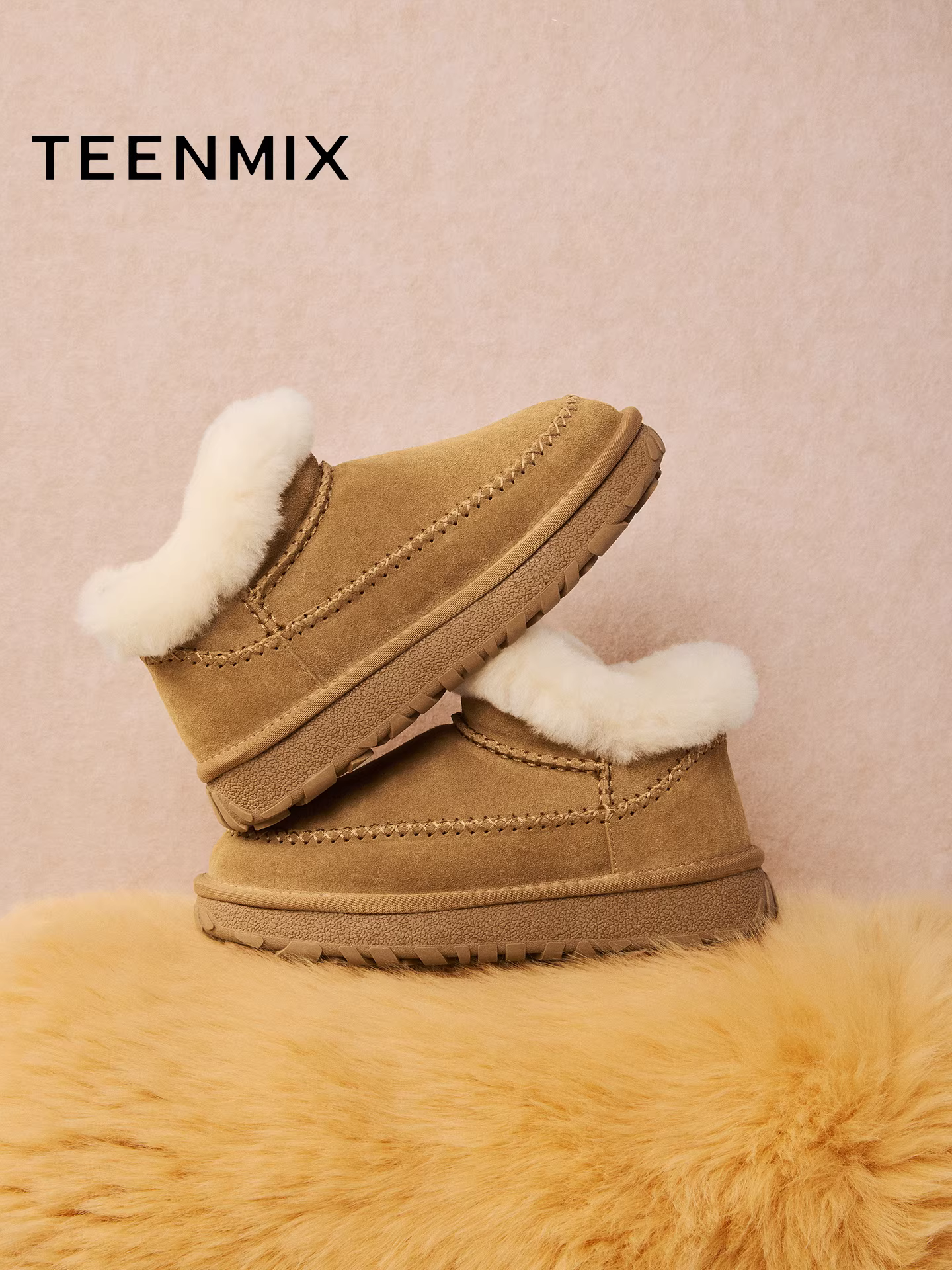 Giày bốt tuyết ấm lót lông cừu đế dày Tianmeiyi, giày bông nữ, bốt ngắn thường ngày, mẫu mới mùa đông 2025 KXD66DD5