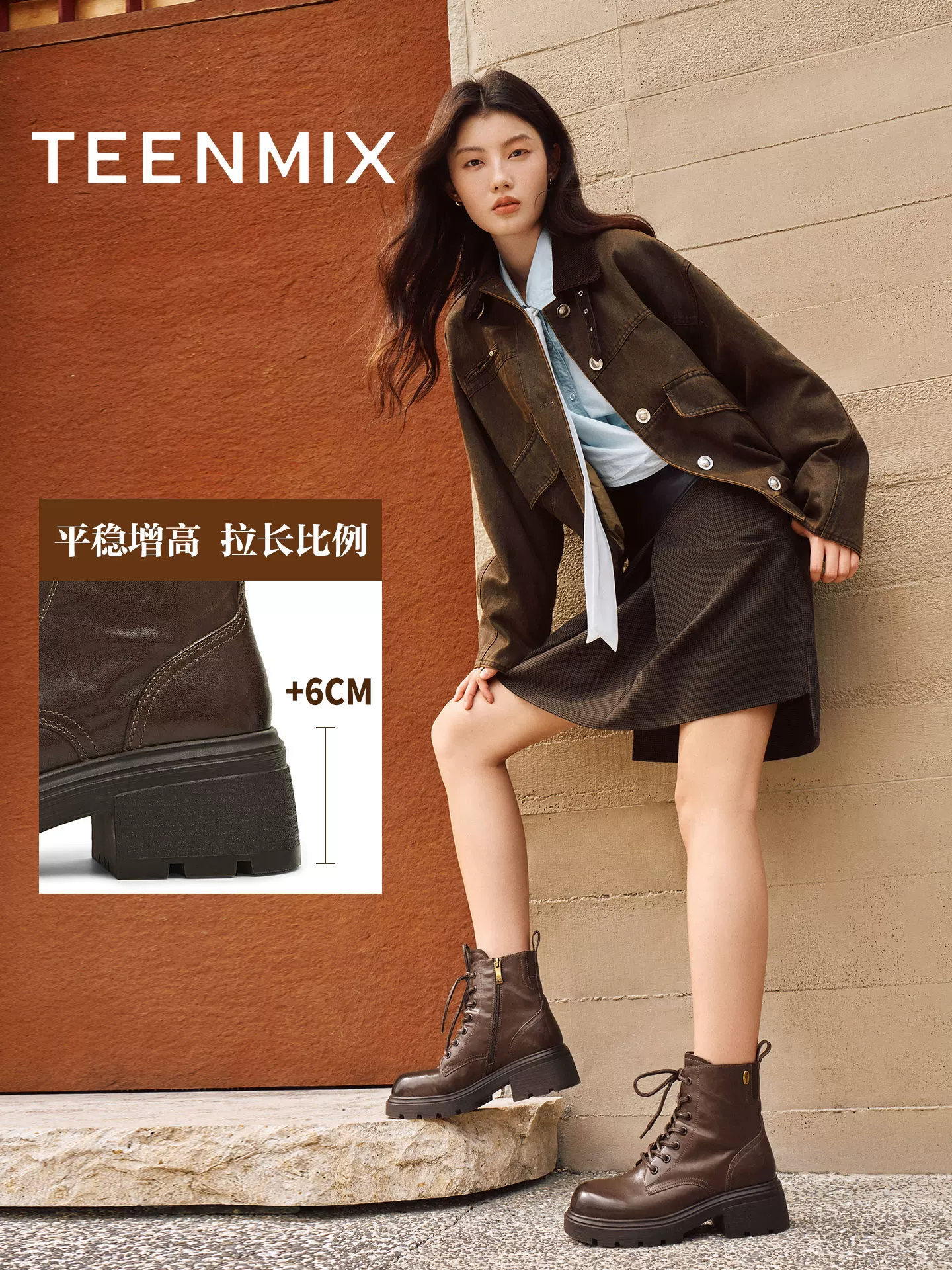 Giày bốt Martin kiểu Anh có đế dày tăng chiều cao, lót lông cừu, giày bốt màu vàng, giày nữ, bốt ngắn thông thường, bốt da, mẫu mùa đông mới.