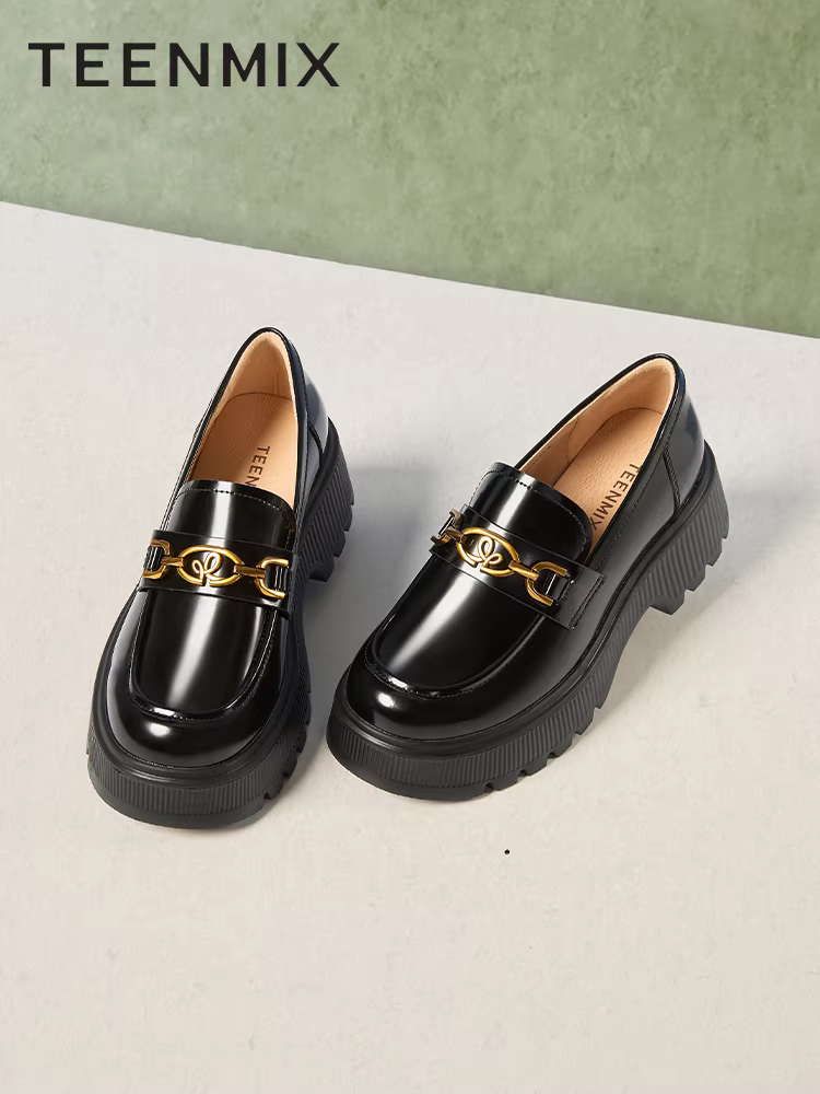 Giày lười đế dày tăng chiều cao kiểu Anh của Tianmeiyi, giày đơn cổ điển dành cho nữ, giày da nhỏ, mẫu mùa xuân mới CIP02AA5