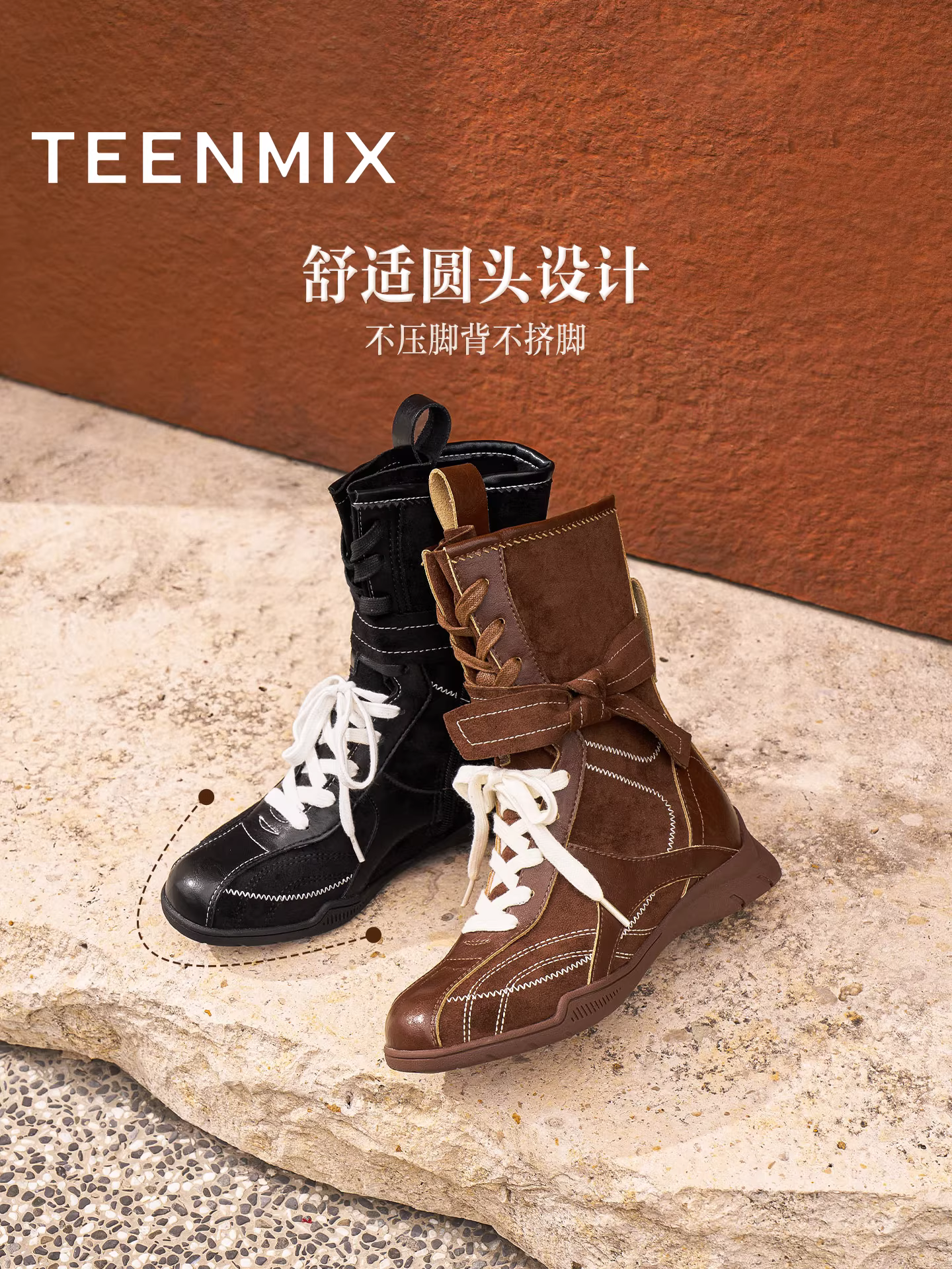 Giày bốt cổ cao Tianmeiyi phong cách retro, giày tập luyện Đức, giày bốt ngắn nữ buộc dây, giày bốt Martin, giày bốt kiểu Tây, mẫu mới thu 2025