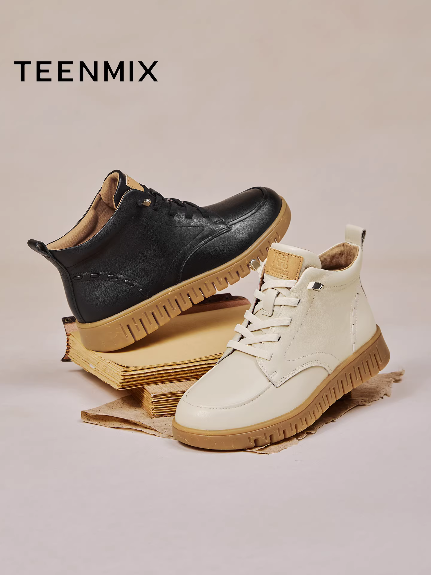 Giày cao cổ đế dày Tianmeiyi, giày Martin nữ, giày bốt ngắn da lộn lót lông, mẫu mới mùa đông 2025 CMA43DD5