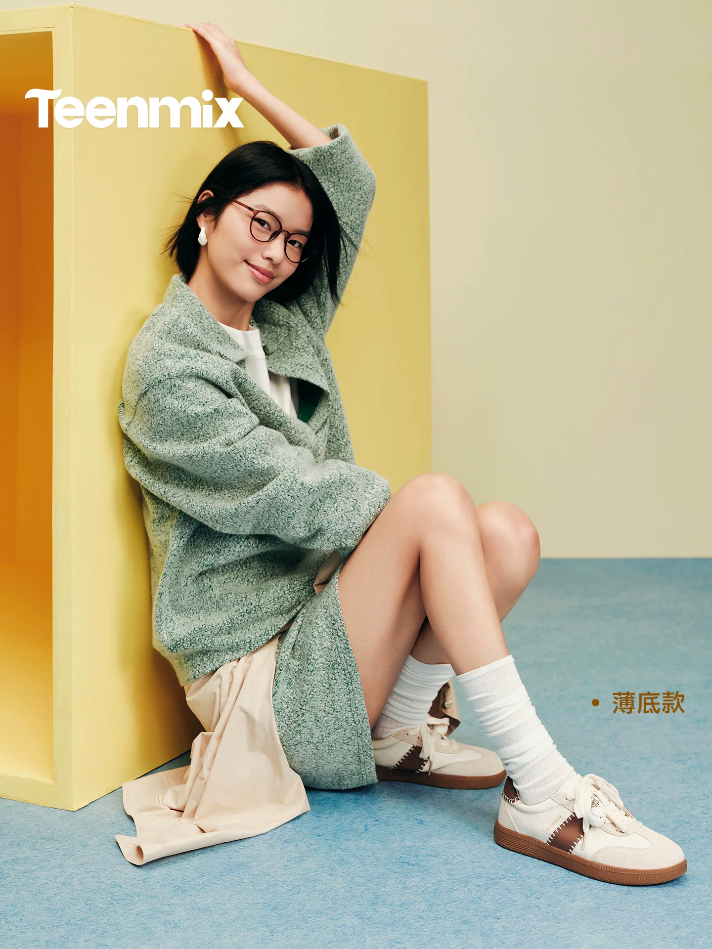 Giày thể thao nữ Tianmeiyi đế dày tăng chiều cao kiểu Agande, giày thể thao đế mỏng, giày thường ngày, mẫu mới xuân 2026